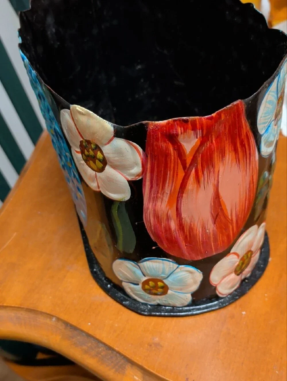 Hosley Hand Painted Metal Planter
